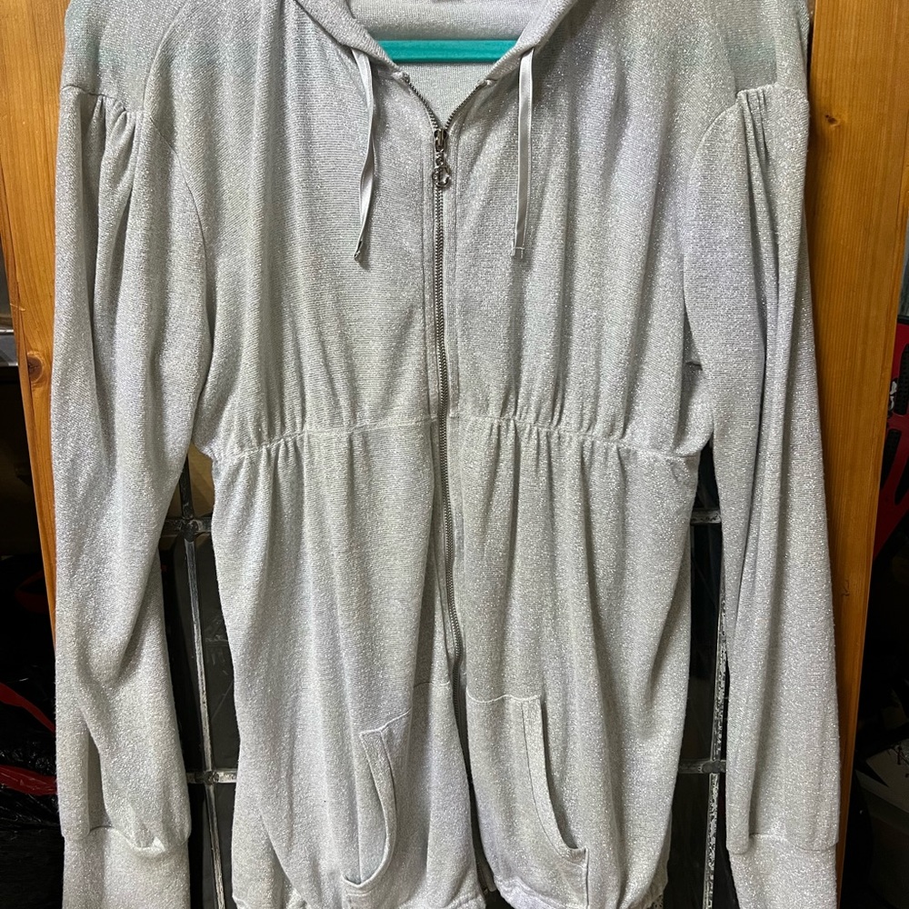 Candies zip up metallic hoodie